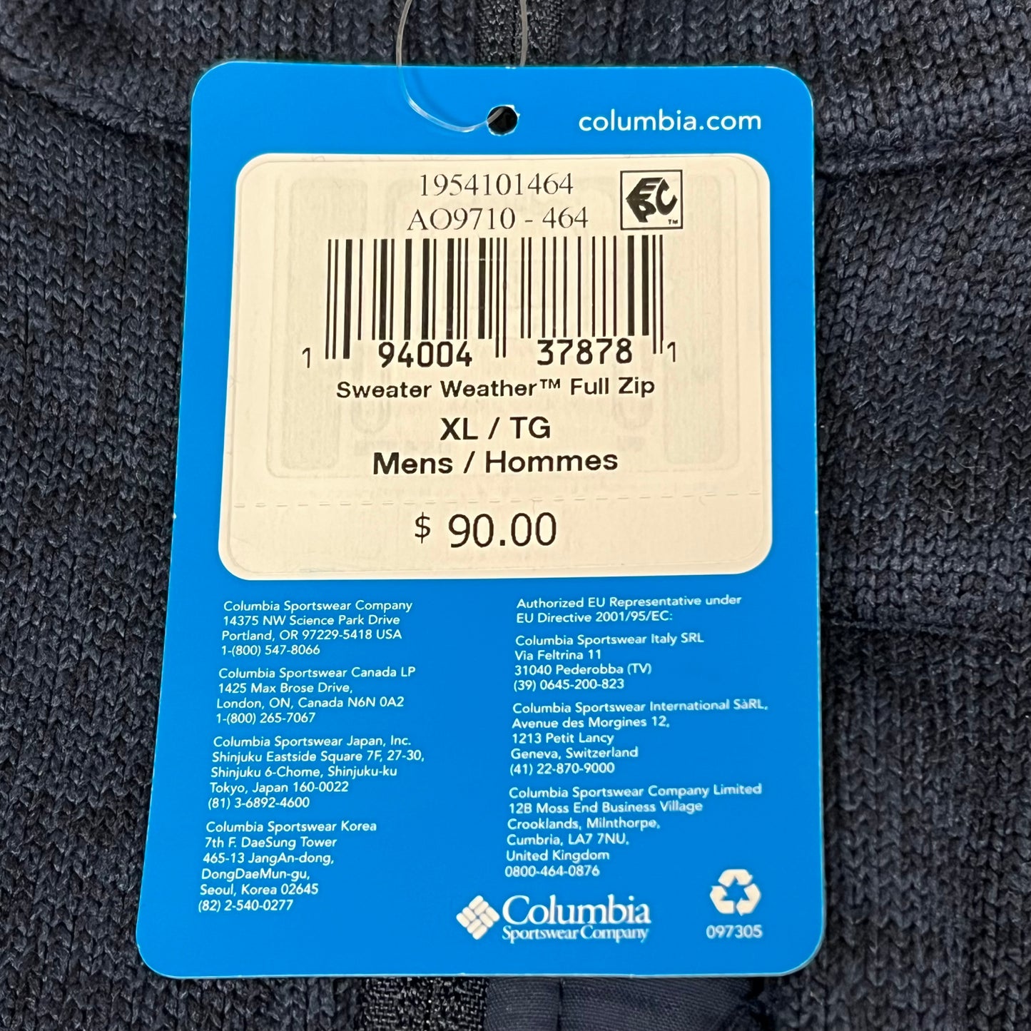 COLUMBIA Sweater Weather Fleece Full Zip Jacket Men's Sz XL Heather Blue