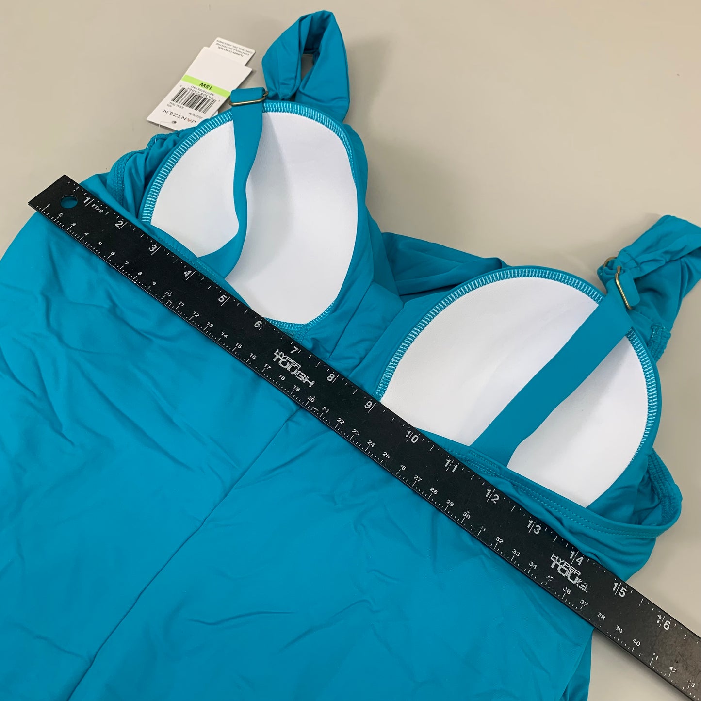 JANTZEN Womens Bathing Suit Solid One Piece Sz-18W Ideal Teal JZ22701M