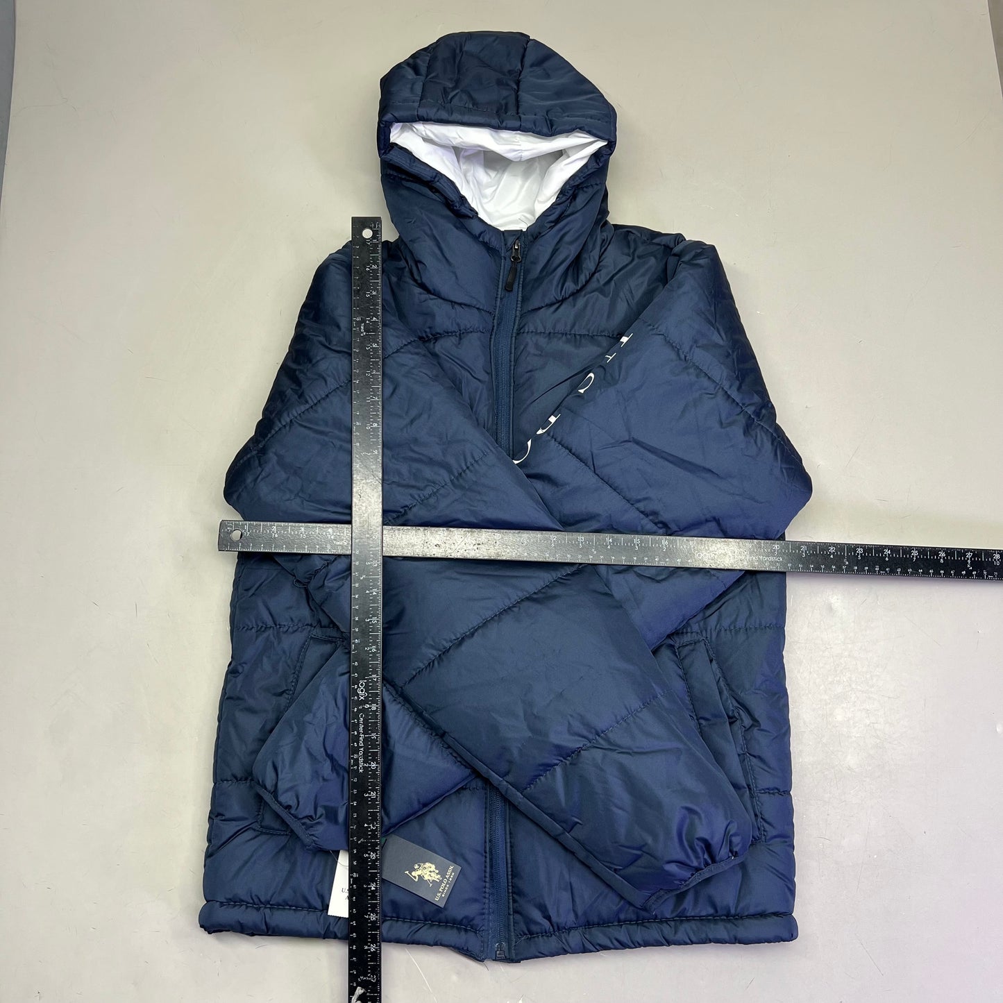 U.S. POLO ASSN. USPA Quilted Puffer Jacket Men's Sz S Navy/White 109689-P200A