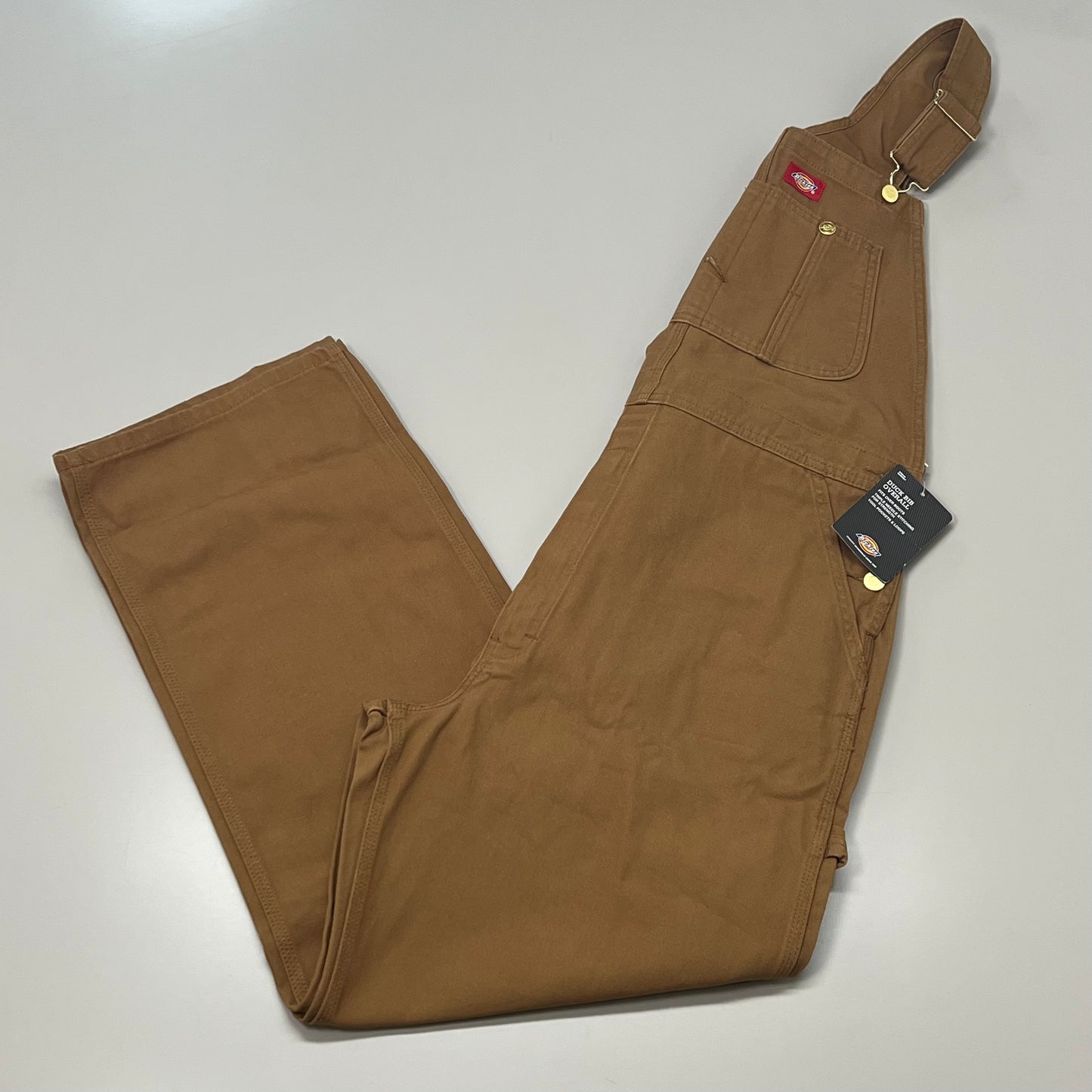 DICKIES Classic High Back Duck Bib Overall Mens 32X30 Rinsed Brown Duck DB100RBD