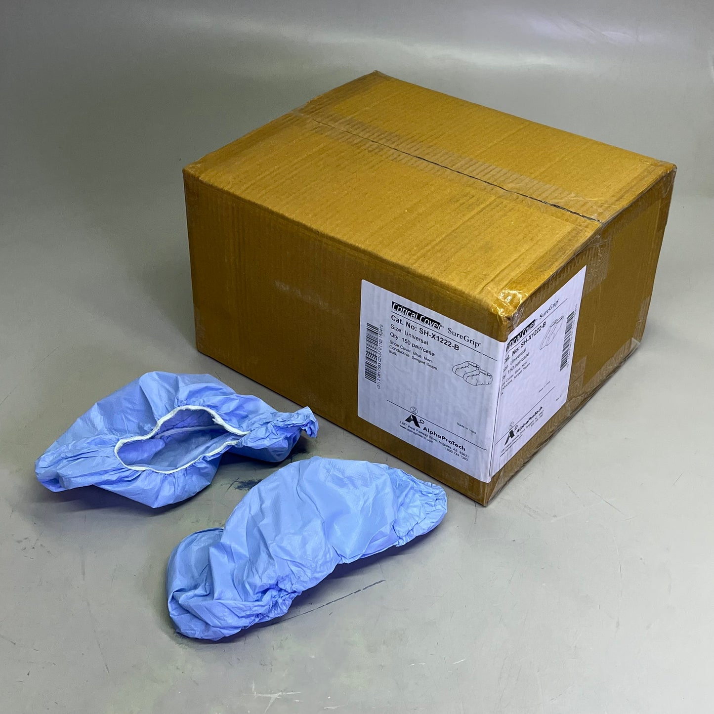 CRITICAL COVER (150 PAIRS) Sure Grip Shoe Covers Universal Size Blue SH-X1222-B
