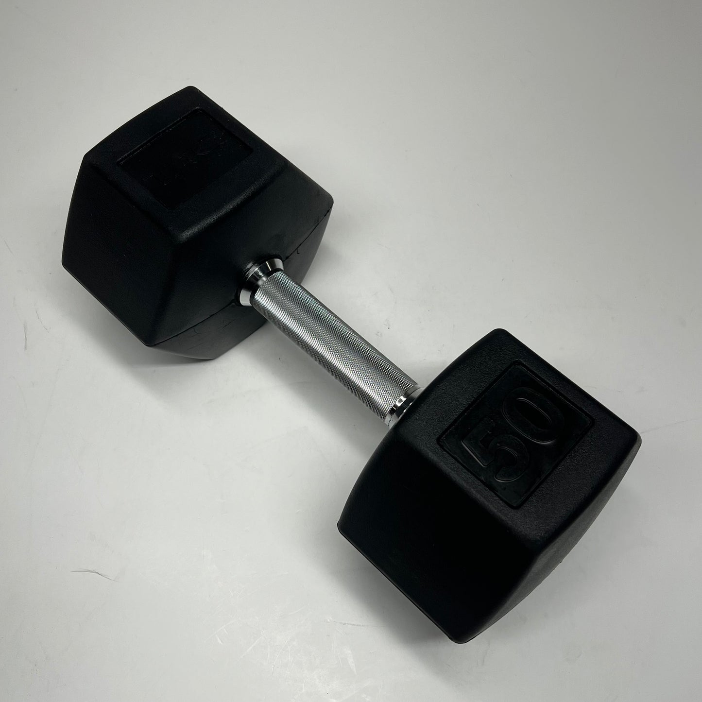 ZA@ TAG Metal & Rubber Dumbbells 50lbs Black/Chrome 1908