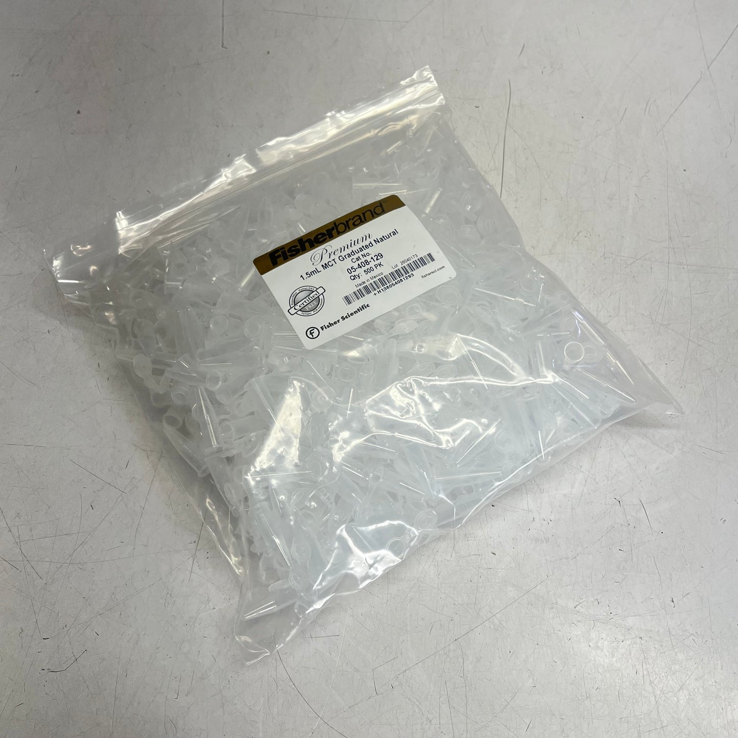 FISHER BRAND (500 PACK) Premium Microcentrifuge Tubes 1.5mL Natural 05-408-129