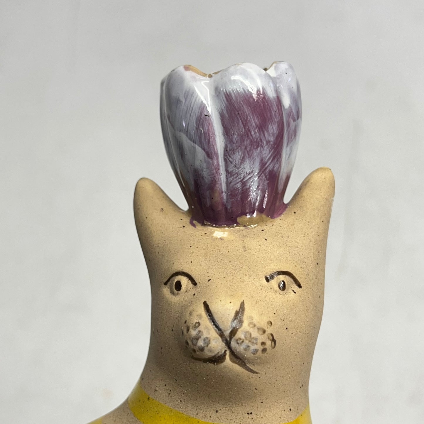 CREATIVE CO OP (2 PACK) Hand Painted Stoneware Cat Taper Holder 6-1/4"H DF769|5A