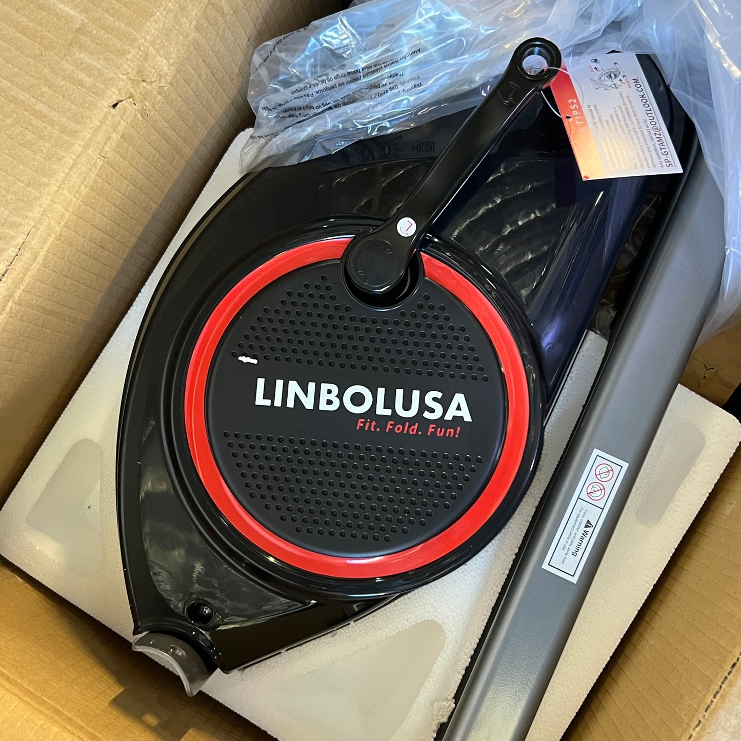 LINBOLUSA Indoor Exercise Bike GT-8116GB, Grey & Black (New Other, Distressed Box)