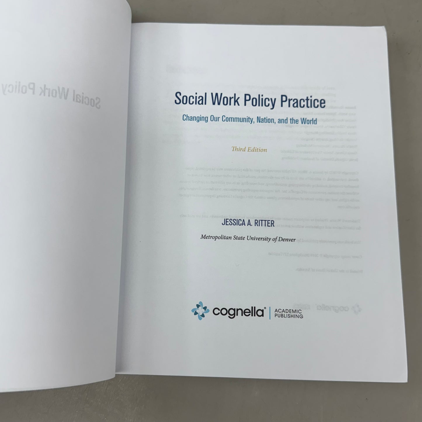 COGNELLA Social Work Policy Practice: Changing Our Community, Nation, and the World Paperback Jessica A. Ritter Third Edition