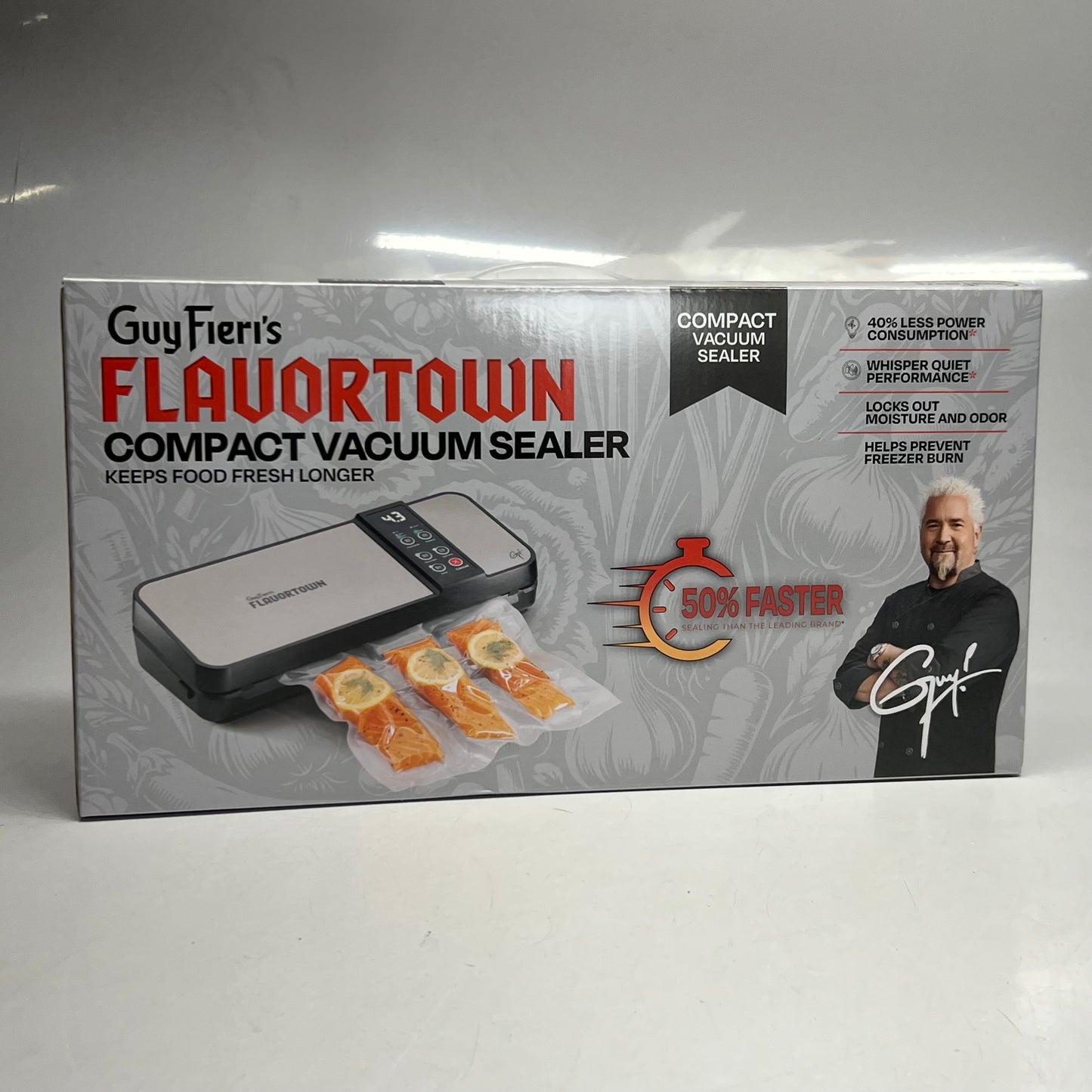FLAVORTOWN Compact Vacuum Sealer 15"L x 6"W x 3"H Black FT-7000