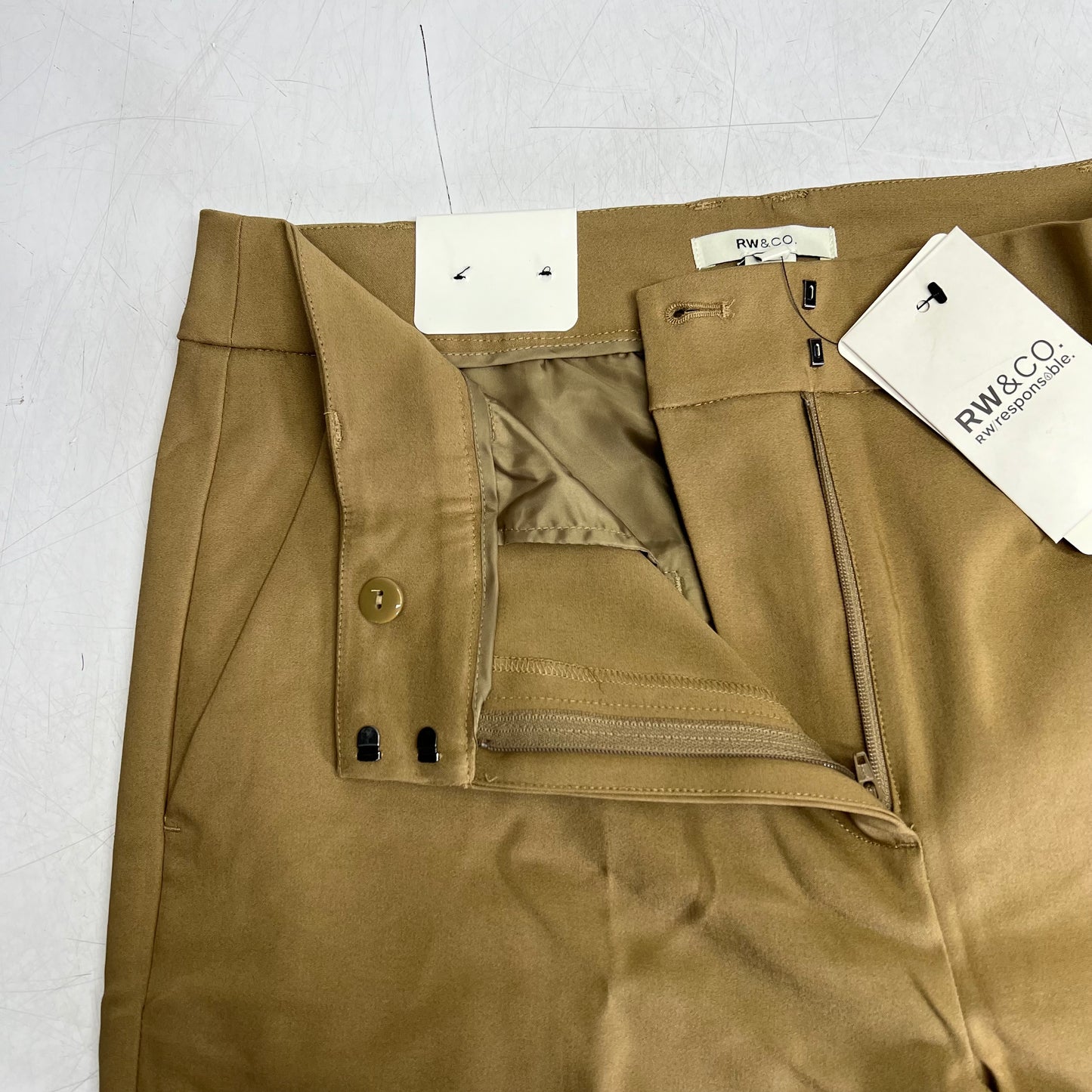 RW & CO High-rise Wide-leg Signature Fit Pant Women's Sz 12 Peanut Butter 493113