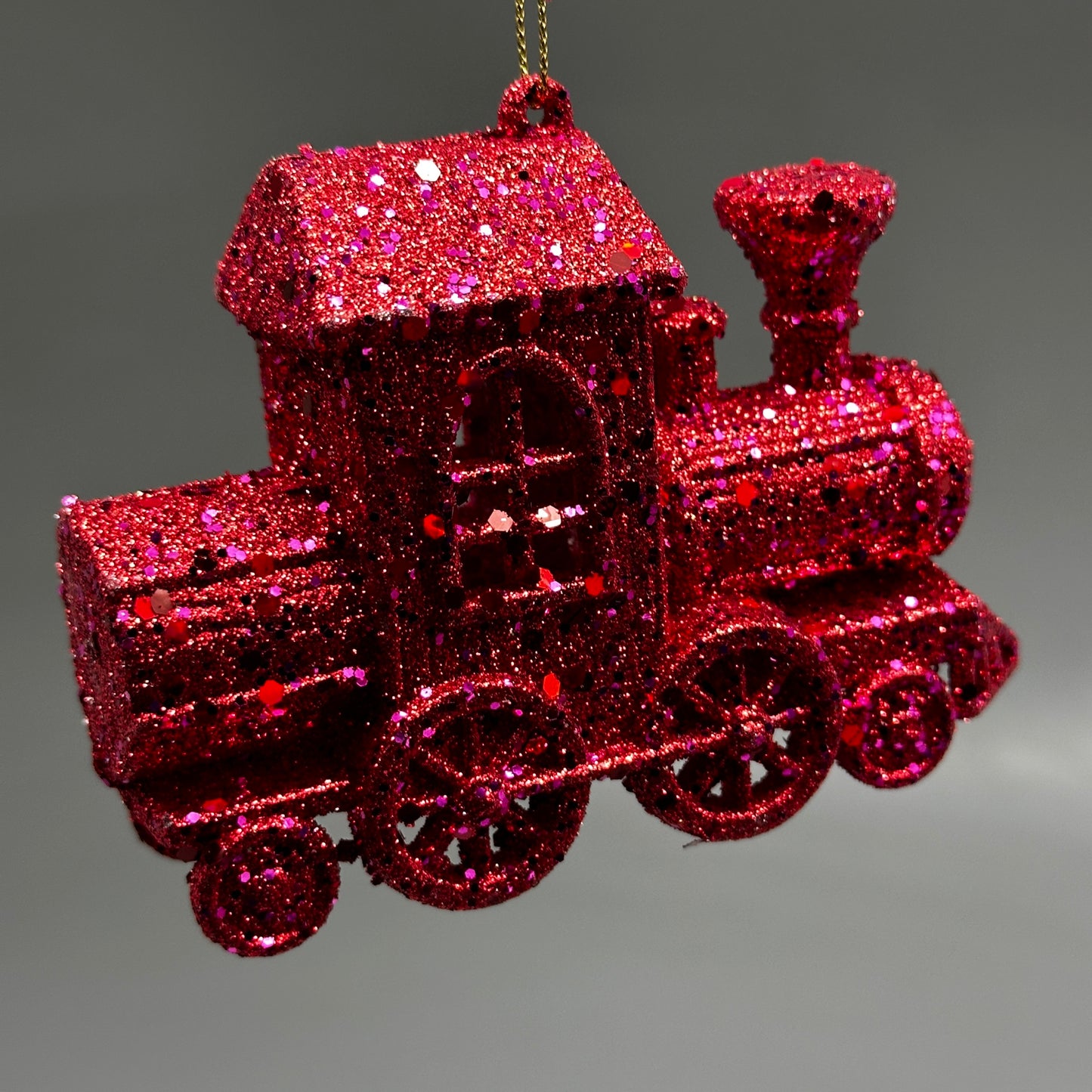 KURT S. ADLER Train Christmas Ornament Red Glitter 3.4“ T3628