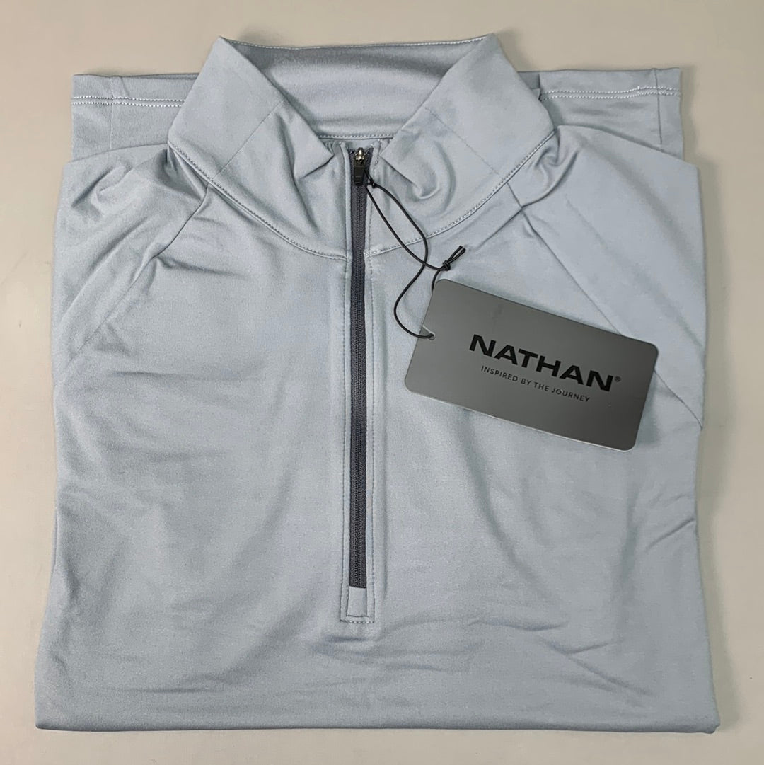 NATHAN Tempo 1/4 Zip Long Sleeve Shirt 2.0 Men's Small Monument Gray NS50960-80128-S (New)