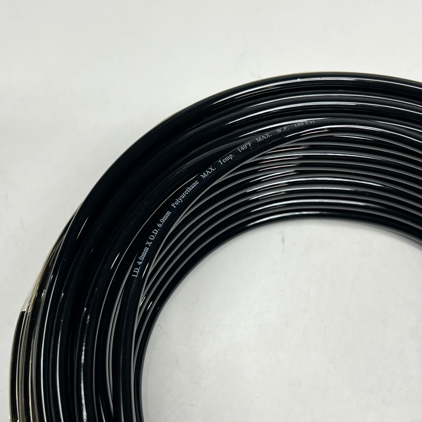 Tubing For Air/water Polyurethane 100' 4mm 180 PSI 6 MM OD Black 1PBR7A