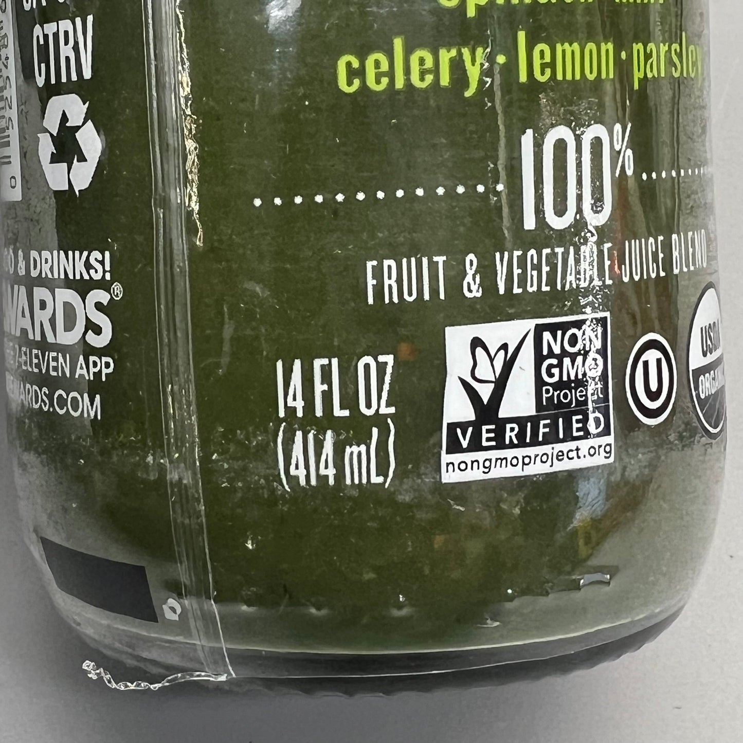 ZA@ COLD ORGANIC PRESSED JUICE Clean & Green 14 oz - 20 Pack BB 08/14/25 F