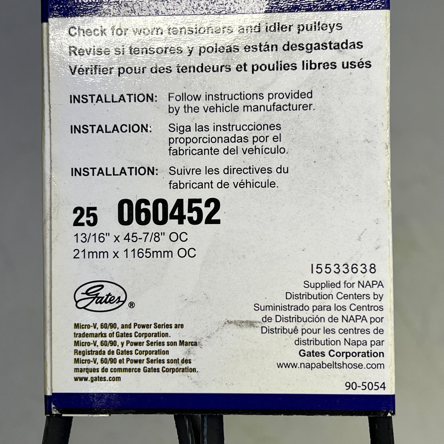 NAPA Automotive V-Ribbed Belt For Ford & Toyota K06 13/16" x 46" Black 25060452