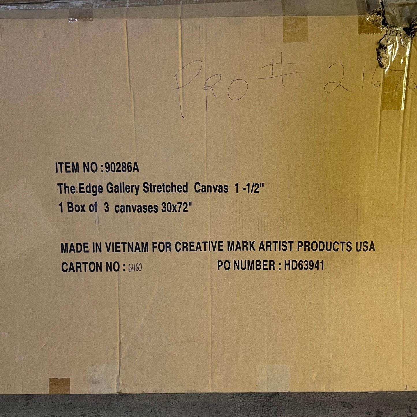 ZA@ CREATIVE MARK The Edge Professional Stretched Canvas W/ 4 Paintable Edges Sz 1 1/2" x 30" x 72", White 90286A