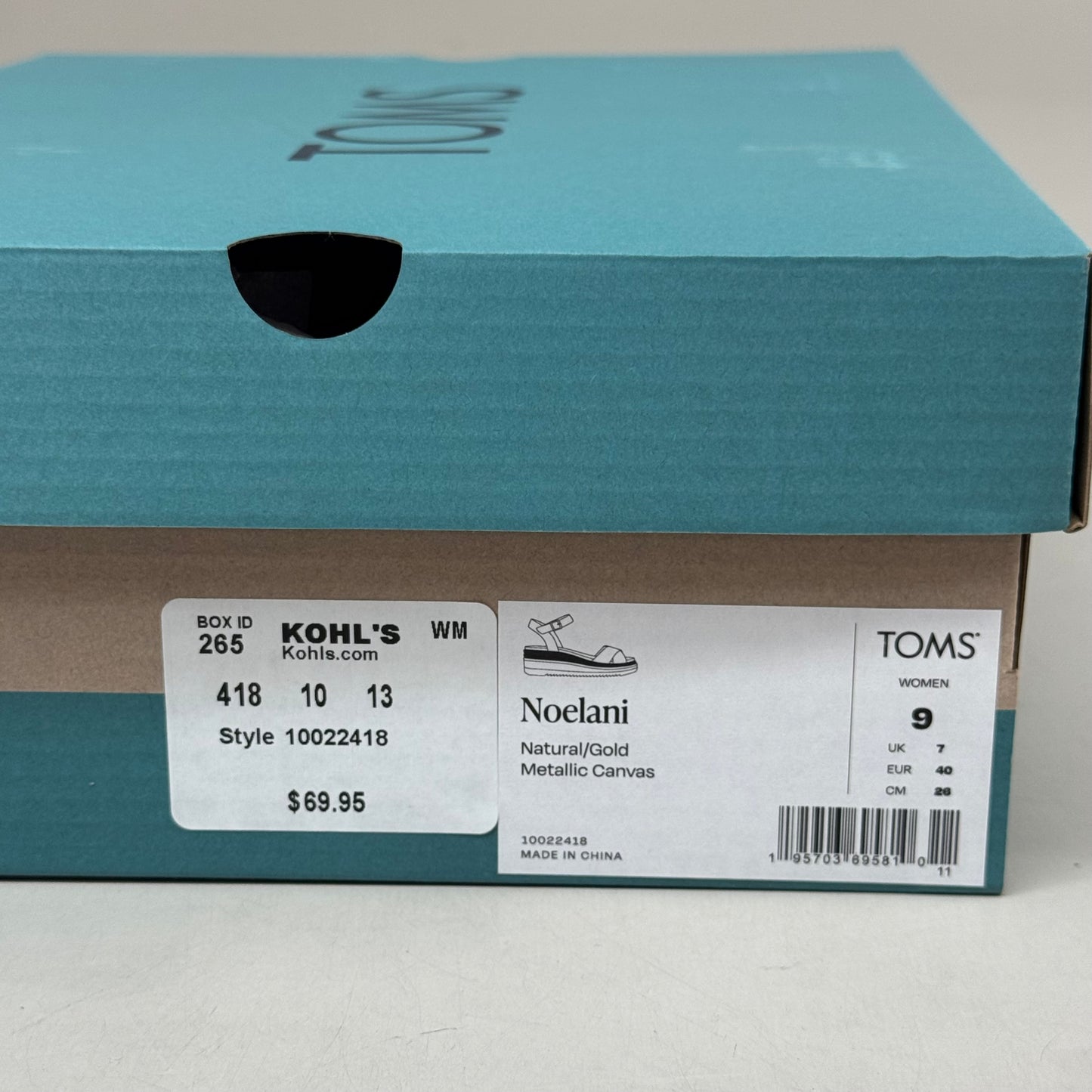 TOM'S Noelani Platform Wedge Sandals Women's Sz 9 EU40 Natural/Gold  10022418