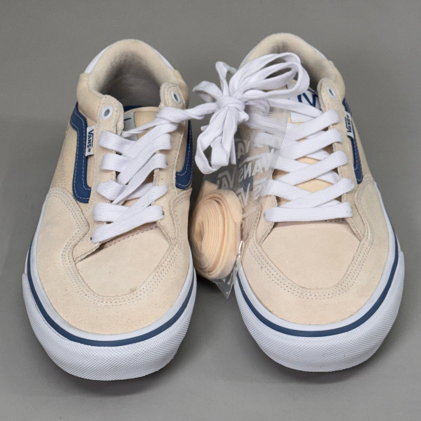 VANS Rowan Deconstructed Suede & Canvas Shoe Men's SZ 8 Light Cream/Navy Blue