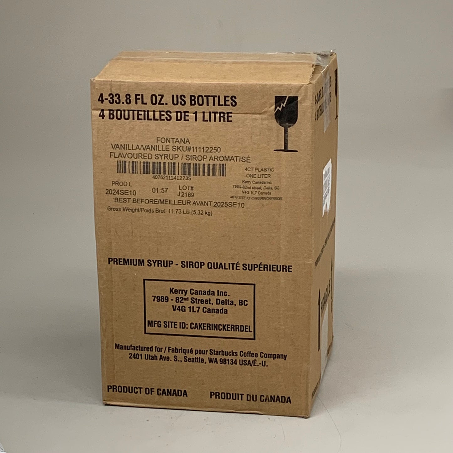 STARBUCKS (4 PACK!) Fontana Vanilla Flavored Syrup 33.8 fl oz/bottle BB: 09/2025