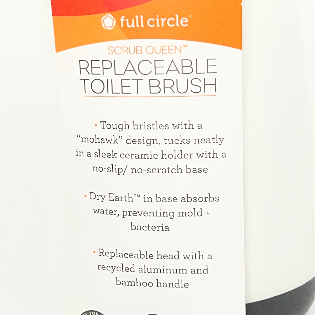 FULL CIRCLE Scrub Queen Toilet Brush Replaceable Mohawk Design Brush Head White