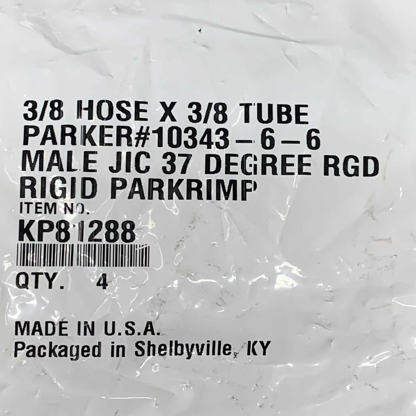 PARKER (4 PACK) Hydraulic Hose Male JIC 37° RIGID 3/8" x 3/8" Steel KP81288