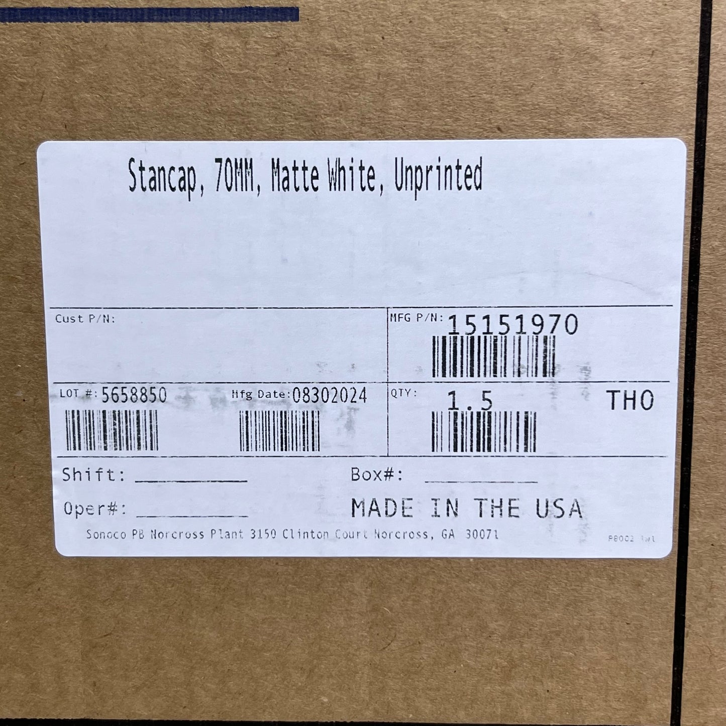 ZA@ STANCAP (1500 Pcs) Plain White Glass Cover Cap Sz 3"D x 0.8"H (New)