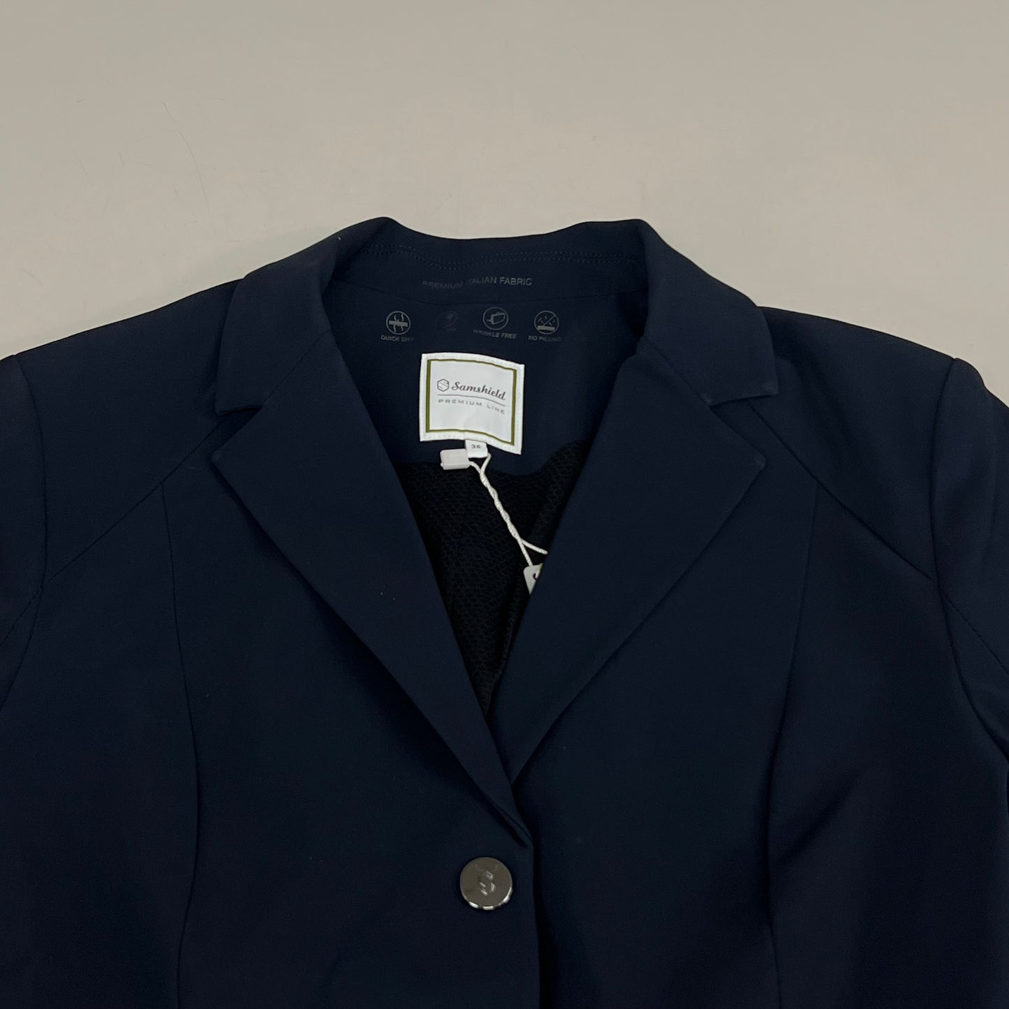 SAMSHIELD Olympe IV Equestrian Riding Jacket Women’s Sz US 6, UK 8, FR 36 Navy Blue