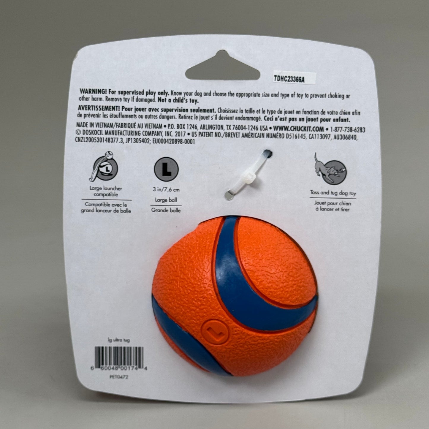 ZA@ CHUCKIT! (2 PACK) Durable Tough Rubber Ultra Tug Ball Tough Dog Toy Large 231301 A