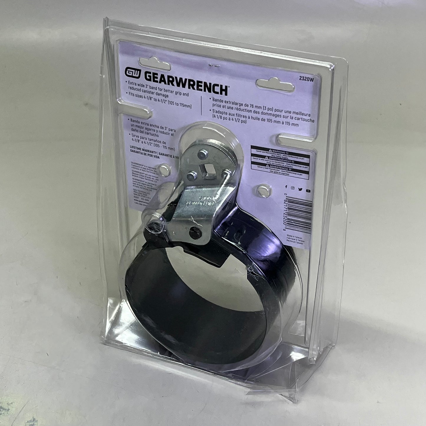 GEAR WRENCH Extra Wide Band Heavy-Duty Oil Filter Wrench 4-1/8" To 4-1/2"2320W