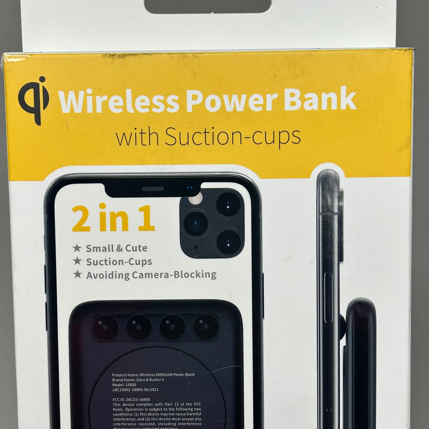 DAVE & BUSTER'S 3-PK! Wireless Power Bank with Suction Cups 18800 (New)