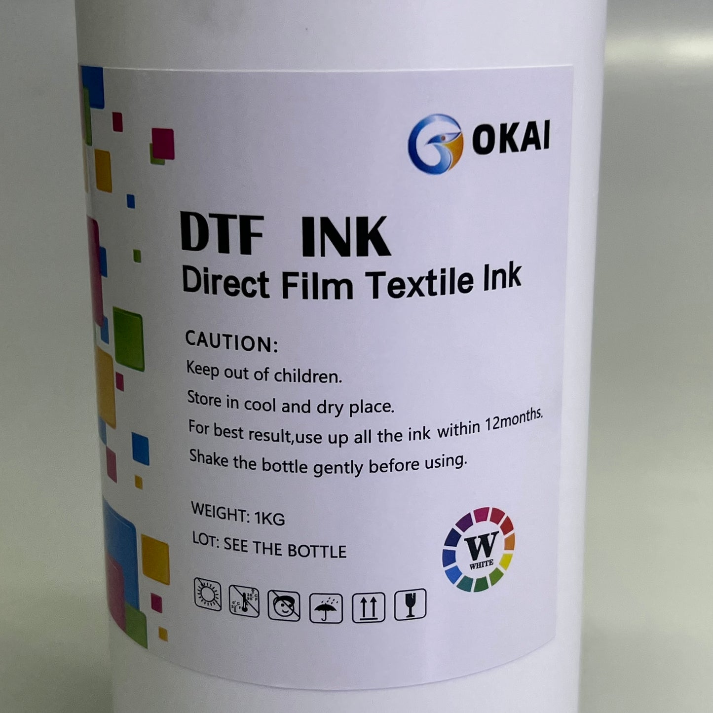 OKAI Direct Film Textile Ink DTF Printing High Color Density 35 Oz White OKAI-WQ