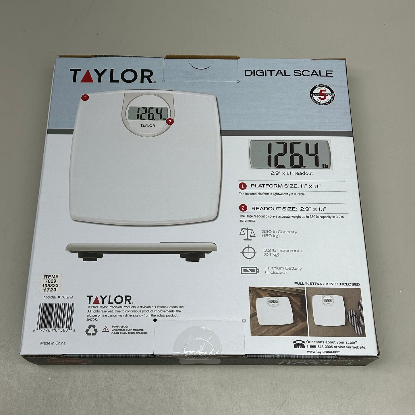 TAYLOR Digital Bathroom Scale White Textured Finish 702940133 (New)