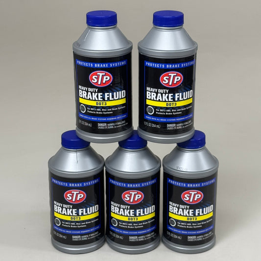 STP (5 PACK) Heavy Duty Brake Fluid Dot 3 Disc or Drum Brake System 12floz 18669
