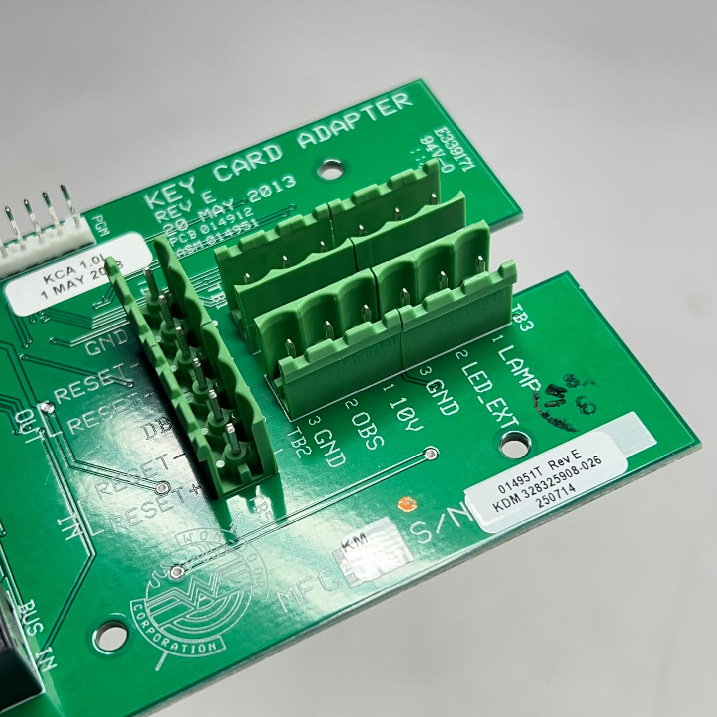 WON-DOOR Key Card Adapter Module Kit Mfg Date 01/22/2026 Green 016940