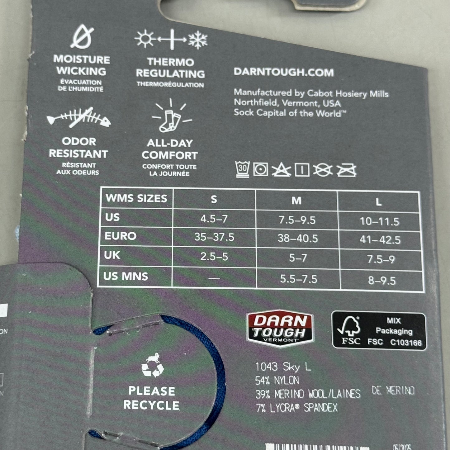 DARN TOUGH Running Socks No Show Tab Ultra-Lightweight Women's SZ L 10-11.5 Sky Merino Wool