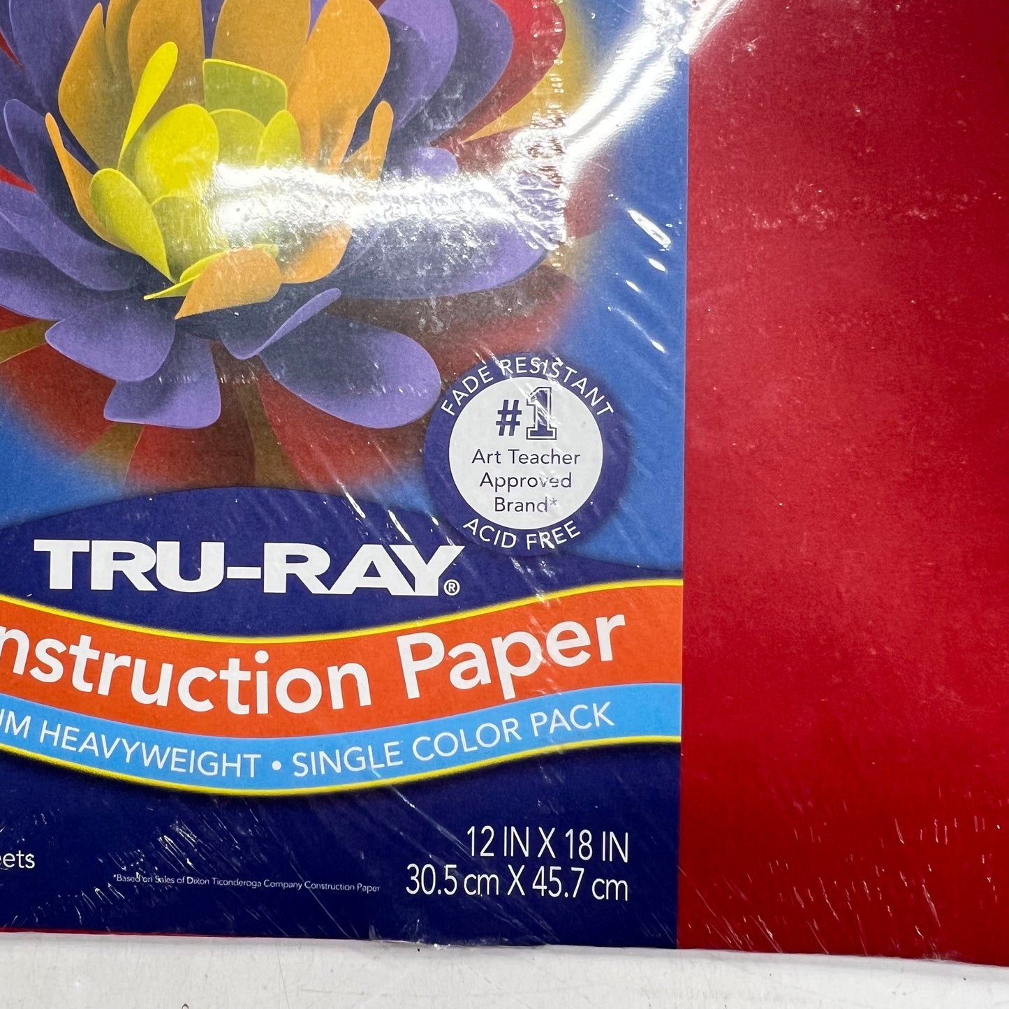 ZA@ TRU-RAY (3 PACK, 50 SHEETS EACH) Premium Construction Paper 12"x18" Holiday Red P102994 (As-Is)