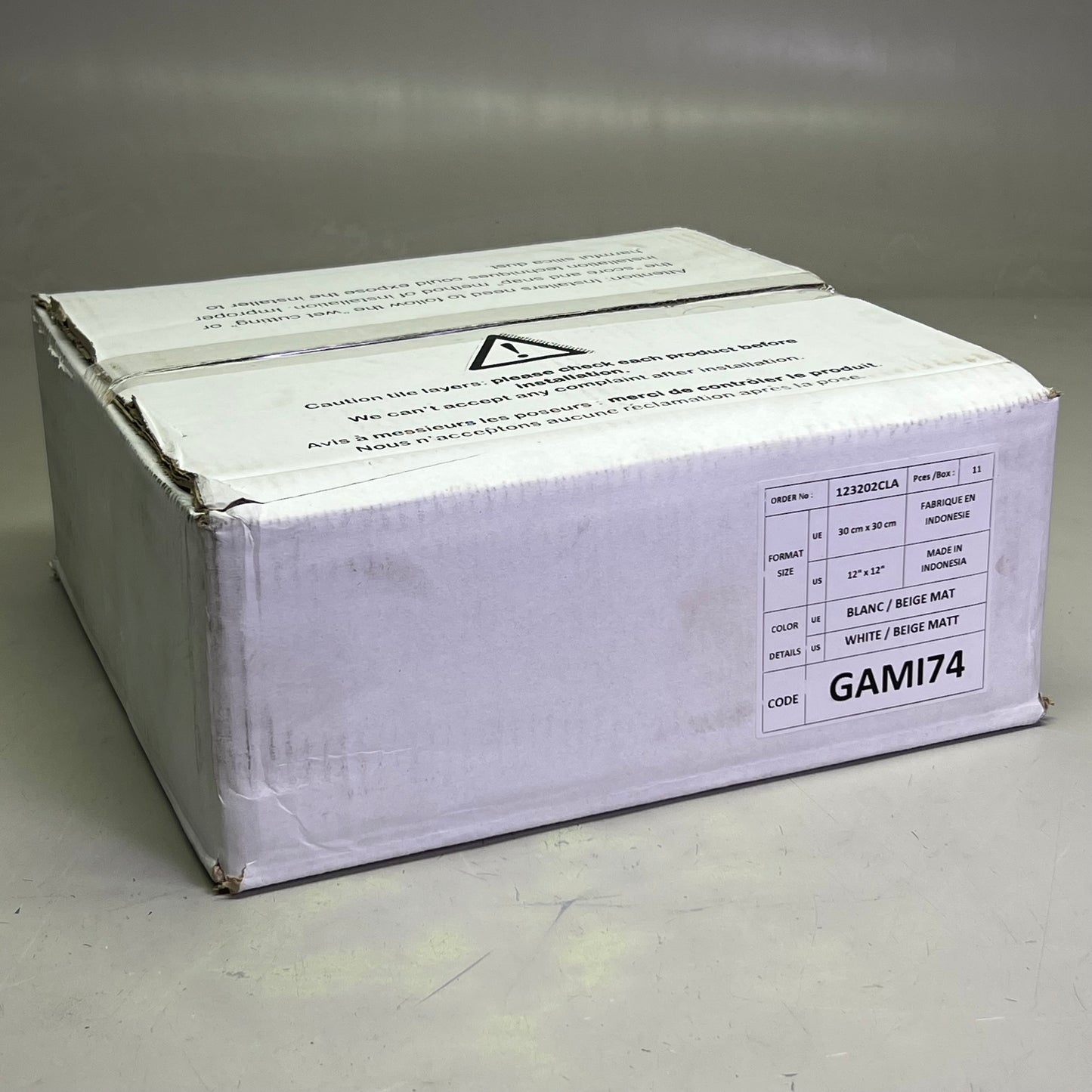Natural Stone Tile (11 Pcs) 12" x 12" White/Beige Matt GAMI74
