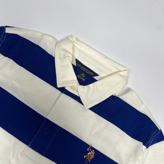 ZA@ U.S. POLO ASSN Long Sleeve Collard Shirt  Men's Sz XL Vineyard Blue/White 98826