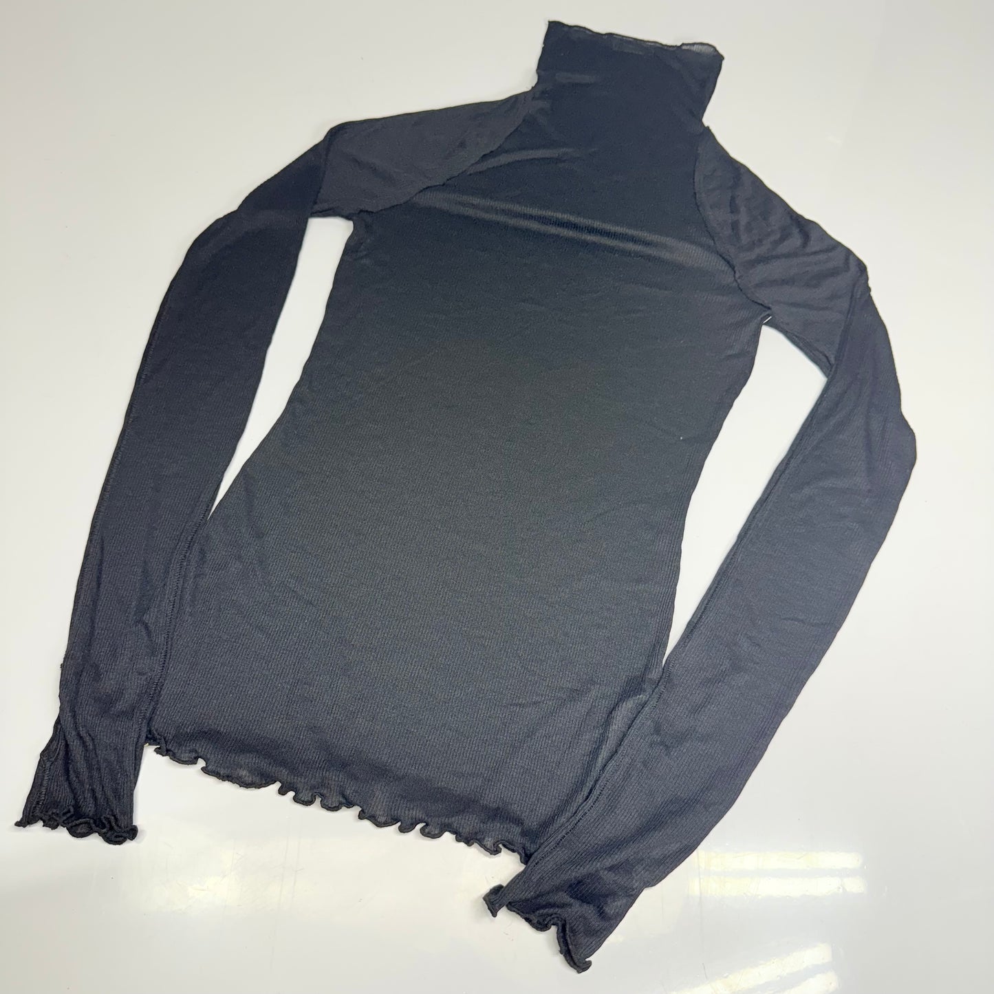 FREE PEOPLE Close To Home Layering Top With Ribbed Texture Sz Xs-Black 101734952