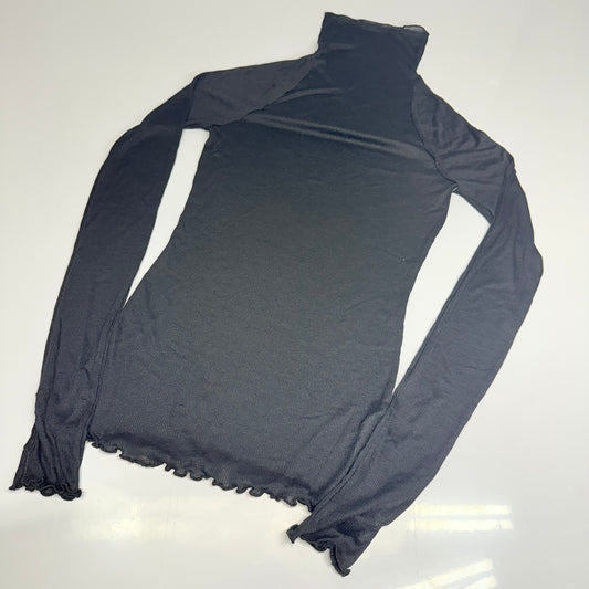 FREE PEOPLE Close To Home Layering Top With Ribbed Texture Sz Xs-Black 101734952