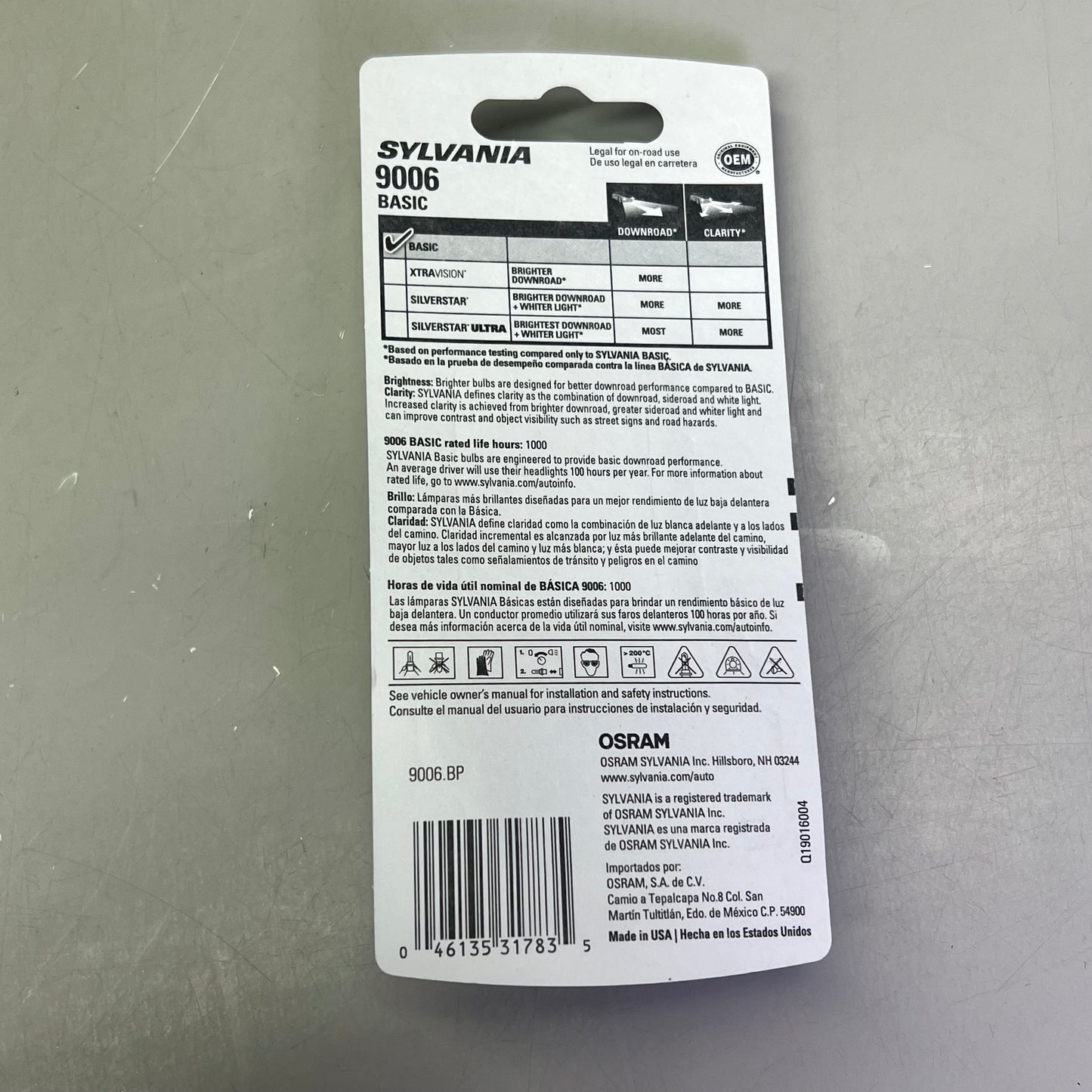 SYLVANIA (2 PACK) Basic Halogen Headlight Bulb OE Quality 12.8V 9006.BP