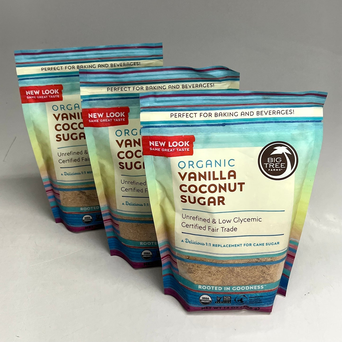 BIG TREE FARMS (3 PACK) Vanilla Coconut Sugar Unrefined 14 Oz Brown BB 08/28