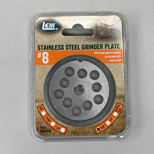 LEM Grinder Stuffing Plate 10mm #8 3/8" Stainless Steel 2-3/8" Diameter