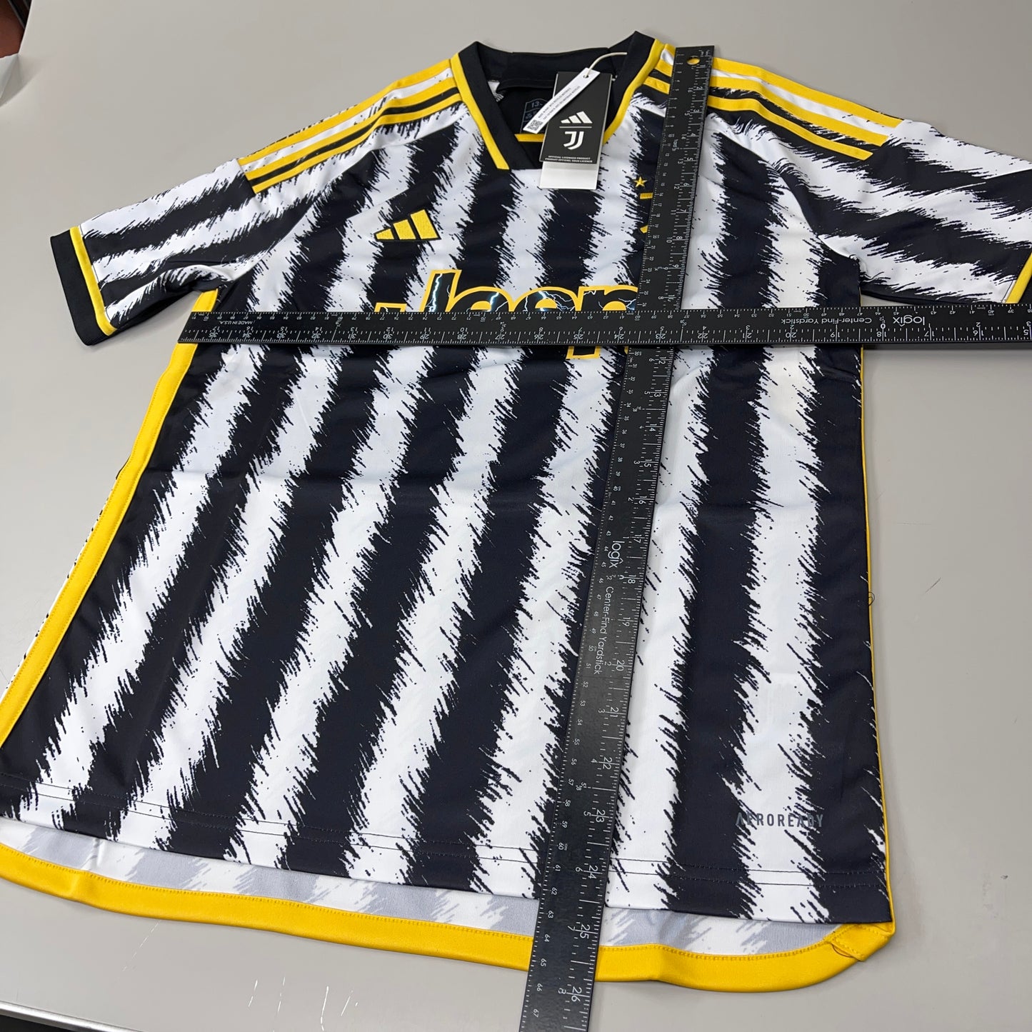 Z@ ADIDAS 2023/2024 Juventus Home Soccer Jersey Sz Youth L (13-14Y/164) Black/White/Yellow (New)