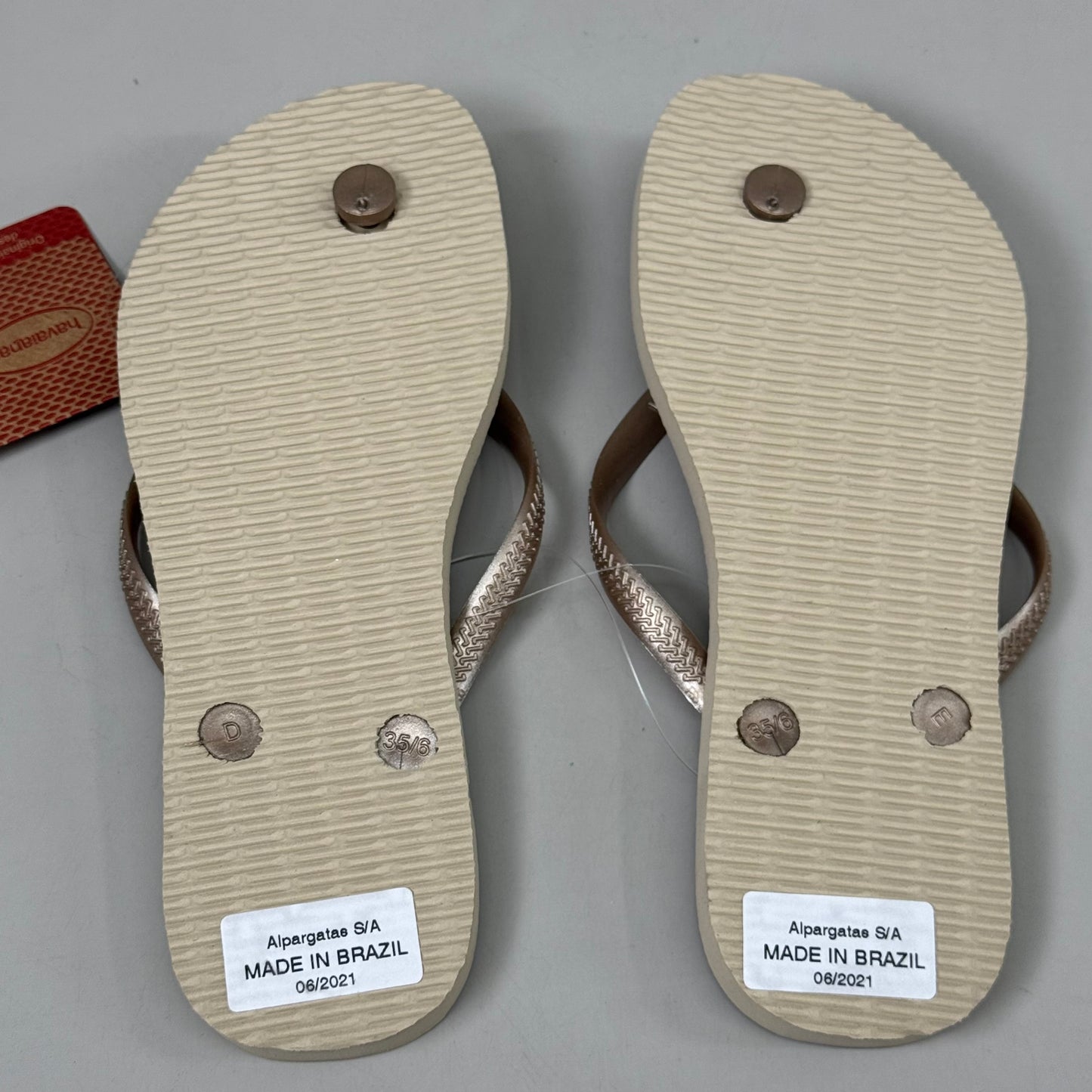 ZA@ HAVAIANAS High Quality Rubber Slim Flip Flops Non-Slip Women's 6 Sand Grey Light