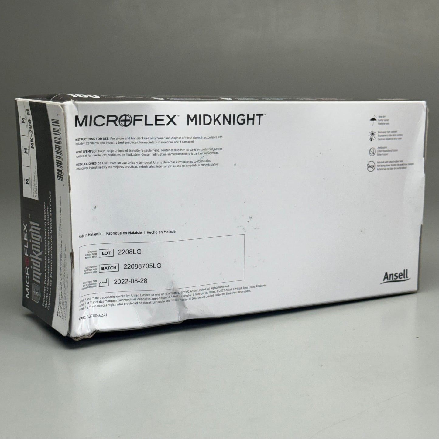 MICROFLEX (100 Pack) Midknight Nitrile Disposable Gloves Size: M MK-296-M