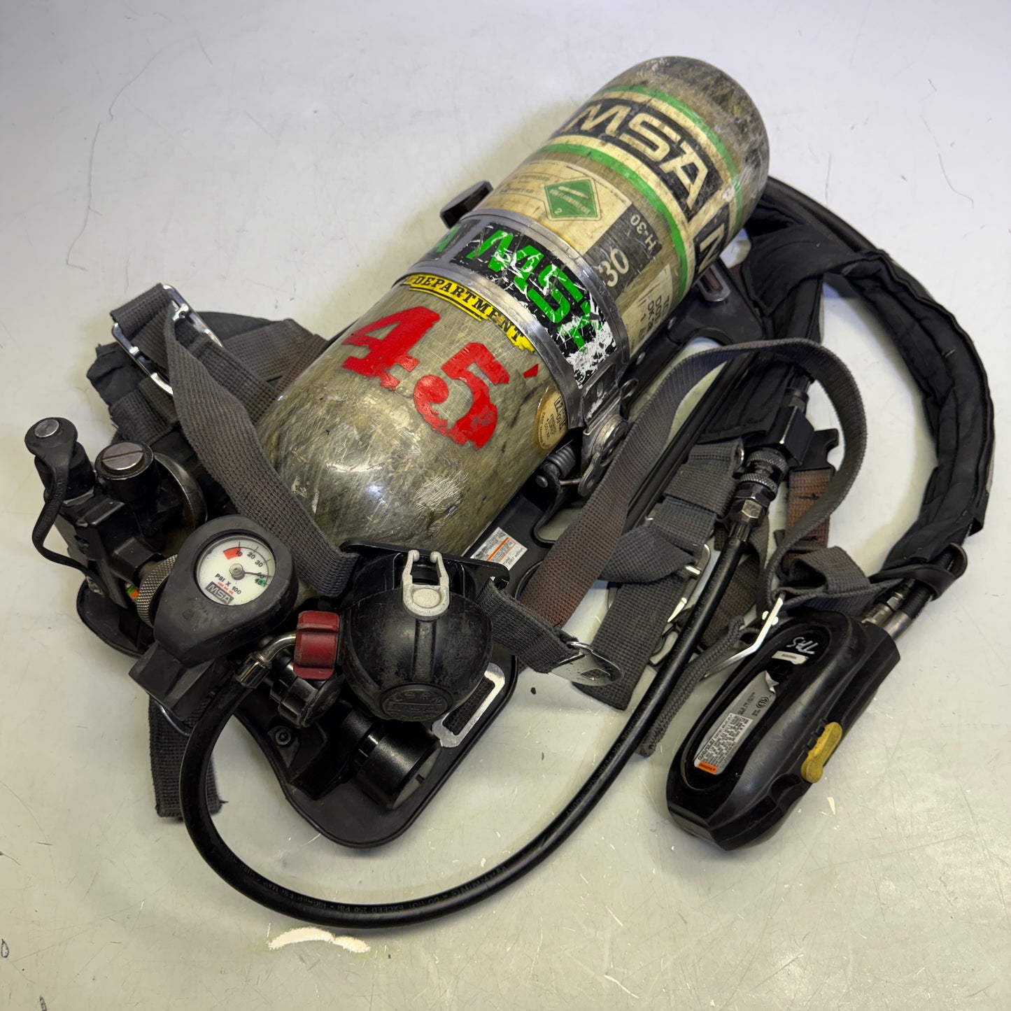 Z@ MSA (*PARTS ONLY*) FireHawk M7 SCBA Air Pack W/ Tank Firefighter Gear (AS-IS)