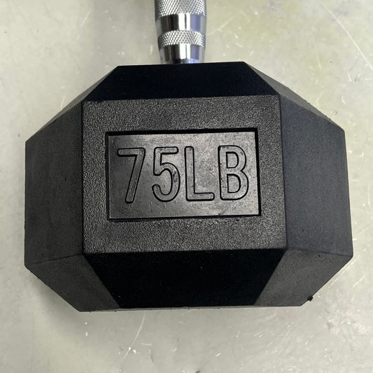 ZA@ TITAN  Straight Stainless Steel Hex Dumbbell 75 lb Black/Chrome