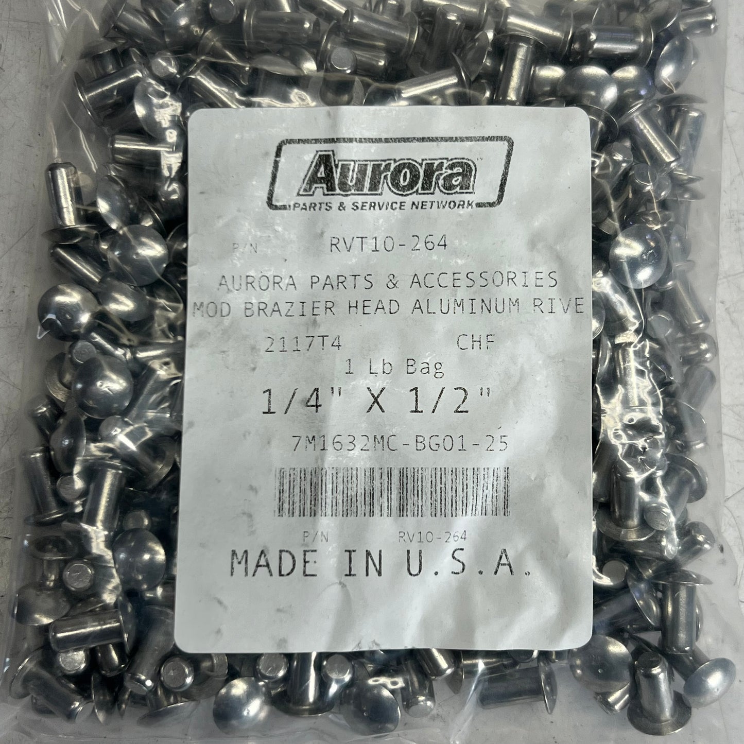 AURORA (264 Each) Mod Brazier Head Aluminum Rivet Sz 1/4" x 1/2", Grey RVT10-264