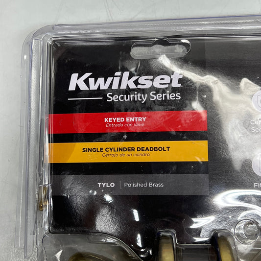 KWIKSET Exterior Entry Door Knob & Deadbolt Combo Pack Polished Brass 92420-031