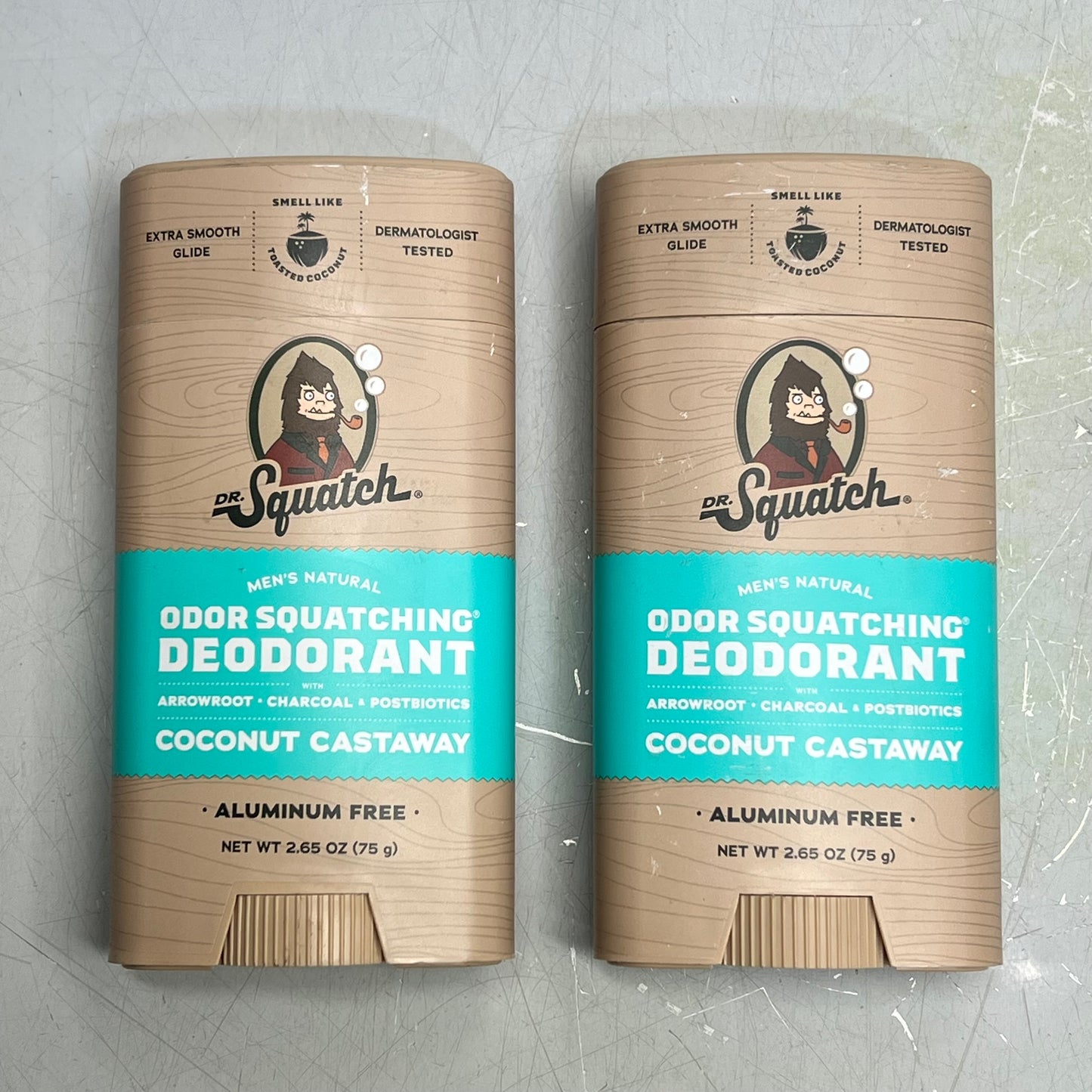 DR SQUATCH (2 PACK) Natural Deodorant For Men Coconut Castaway Scent 2.65 Oz