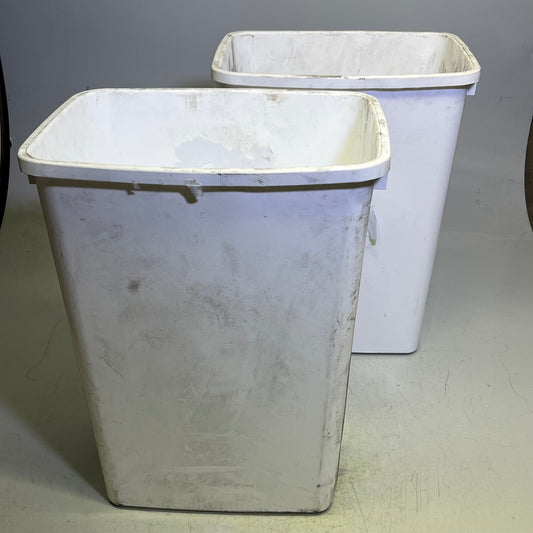 ZA@ (2 PACK) Waste Baskets 19"x14"x10" White (Slightly Dirty)